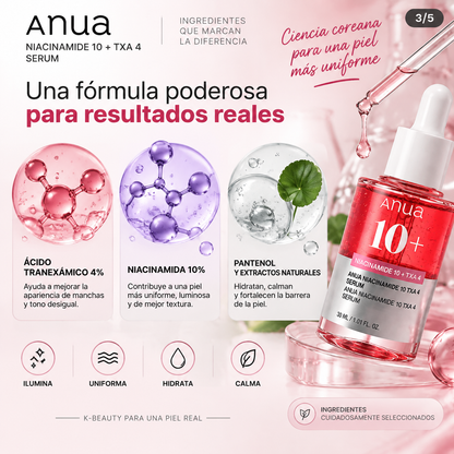 SÉRUM FACIAL CORRECTOR DE MANCHAS ANUA 10%
