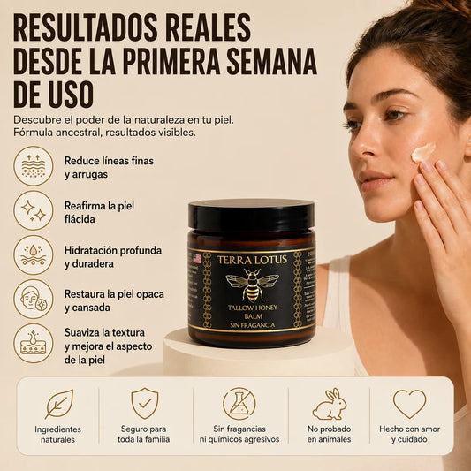 Sebo de res totalmente natural, alimentado con pasto, para una piel suave y profundamente hidratada.