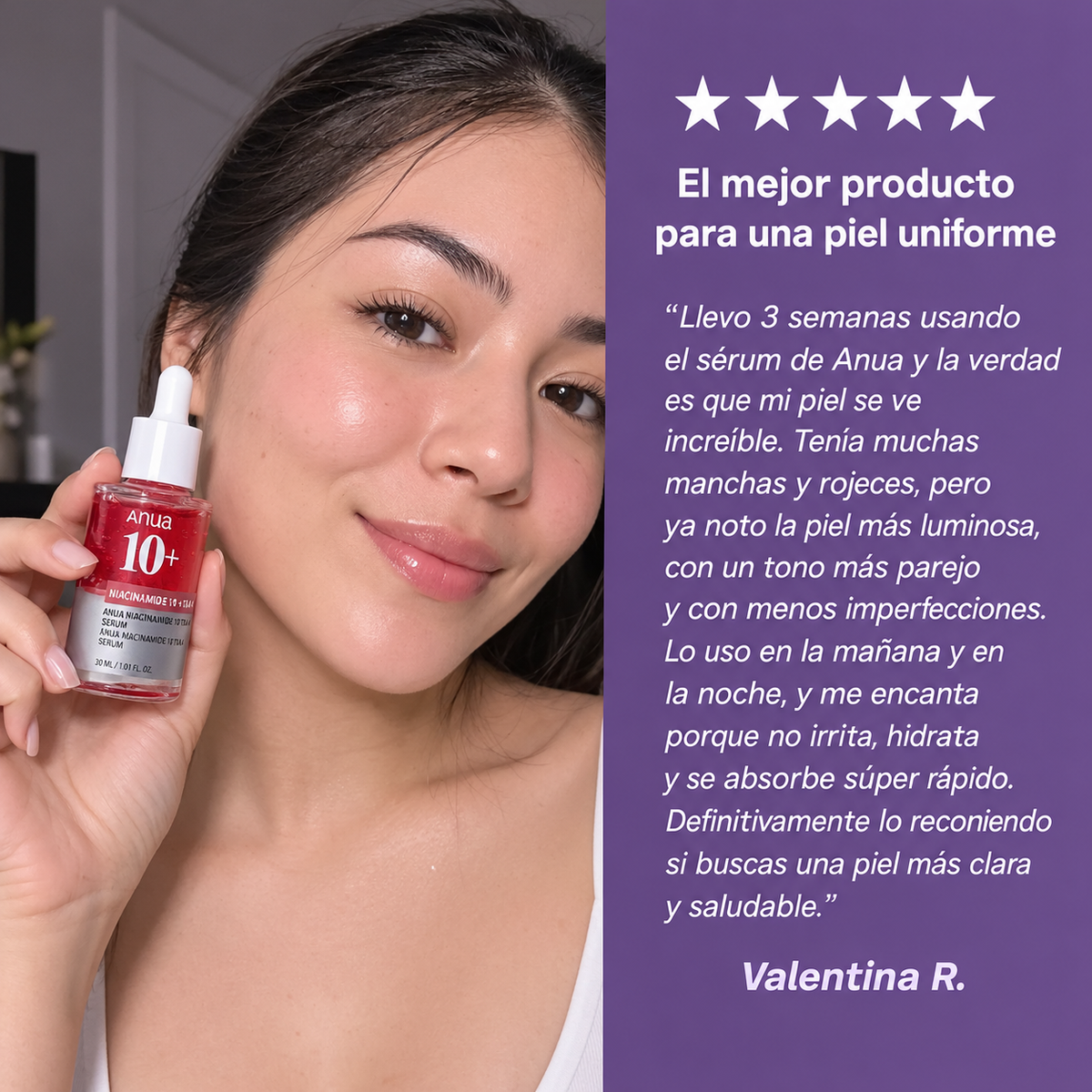 SÉRUM FACIAL CORRECTOR DE MANCHAS ANUA 10%