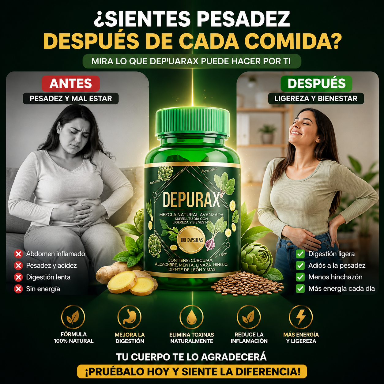 ¿TE SIENTES HINCHADO Y PESADO DESPUÉS DE COMER?