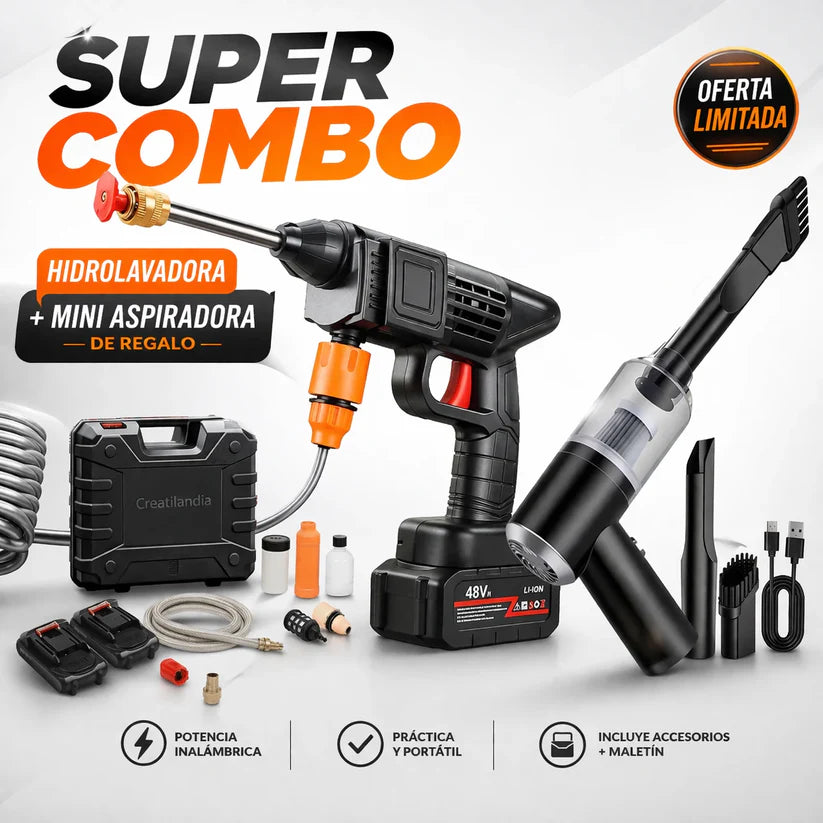 Hidro lavadora Portátil Recargable + Aspiradora  TurboJet™